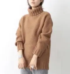 BEAMS BOY / 手編 BIG タートル CAMEL
