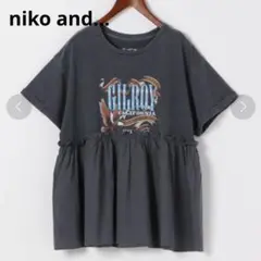 ニコアンド／GOOD ROCK SPEEDコラボ裾フレアロックTシャツ グレー