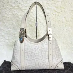 グッチ✨ GUCCI トートバッグ ハンドバッグ ホースビット 総柄 型押し 白