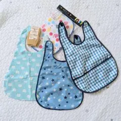 ［ハンドメイド］お食事エプロン 3枚セット おまけ付 無印靴下