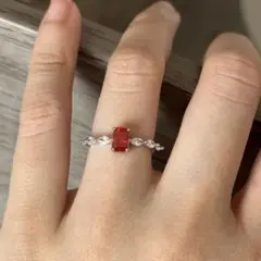 モアサナイト ダイヤモンド 赤色 フリーサイズ リング 0.5~1ct