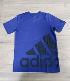 adidas 青色　Tシャツ ロゴプリント