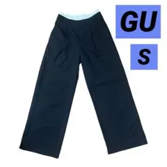 美品GUジーユーダブルウエストワイドパンツQ+E ブラック Sサイズ