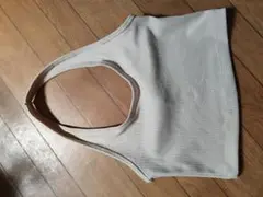 DIVIDED ベージュ リブ編み タンクトップ S