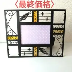 フォトフレーム 鳥デザイン 黒色〈ブリキ製〉