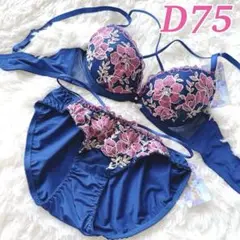D75♥️ブラショーツセット♥️ネイビー コードデザイン セクシー 258019