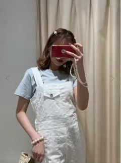 【新品】CUTEサロペ オフホワイト綿レース