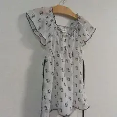 StarFlorar 猫柄プリント シースルーチュニック　120サイズ