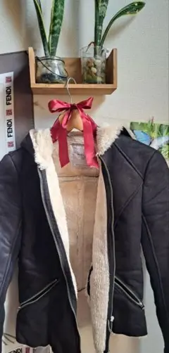 ZARA ザラ ムートンコート レザーフライトジャケット B2 B3 21aw 新品 ZARA ザラ エコ ムートン レザー B3 フライト