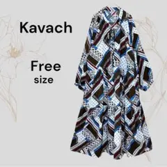 Kavach 美品 総柄 フレア ワンピース ボリュームスリーブ ペイズリー