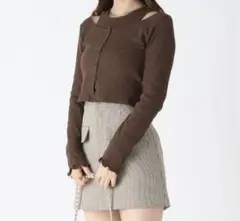 Heather リブカットカーディガン・アメスリタンク2点セット ブラウン 茶