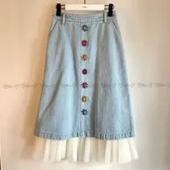 ♡ジャパンデニム×ミュベール♡ビジュープリーツフレアスカート♡
