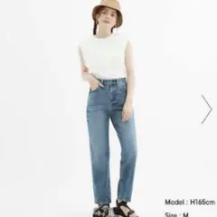 【着画あり】GU ハイウエストストレートジーンズ ブルー XS