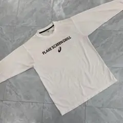 ASICS ロングスリーブTシャツ クルーネック プリント入り ホワイト M