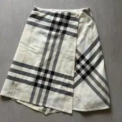 BURBERRY LONDON アシンメトリー　ノバチェック　ラップスカート36