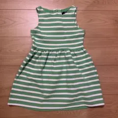 GapKids 緑と白のストライプ ノースリーブワンピース
