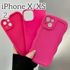iPhone X XS ケース　ビビット　ピンク　カラフル　ウェーブ　カバー　②