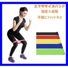 エクササイズバンド5色セット フィットネスバンド 家で簡単トレーニング在宅ワーク