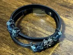 レザー　ダブルブレスレット　ビーズ　花　未使用
