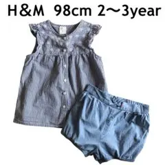 H&M エイチエンドエム　 ベビーシャツとショートパンツ インディゴ 98cm