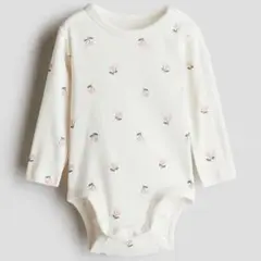 チェリー柄ロンパース 長袖 ホワイト　H&M 長袖ボディスーツ　70