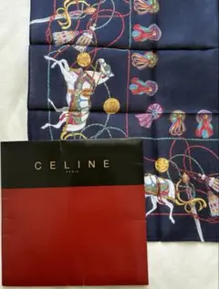 CELINE ネイビーブルー ハンカチ