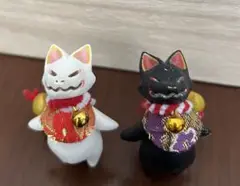 狐のカプセルトイ 2体セット 白黒