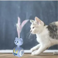 クマ型青い猫のおもちゃ 羽付き 22cm 猫のおもちゃ