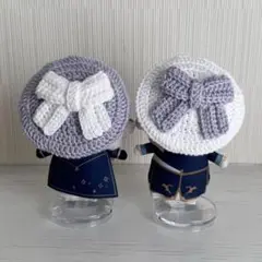 【2着セット】にじぱぺっと 10cmぬい リボンベレー帽 ホワイト×パープル