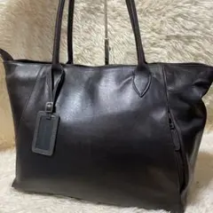 マザーハウス　トートバッグ　アンティーク　レザー　本革　ダークブラウン　茶