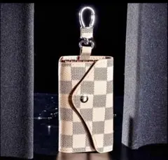 クリーム　チェック キー ケース 良品 新品