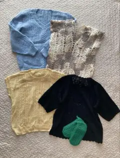美品　手編みセーター　ハンドメイド　大きいサイズ　4点セット　靴下おまけ付き