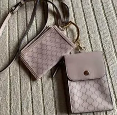 【美品!!】ベージュ スマホショルダーバッグ カードポケット付き
