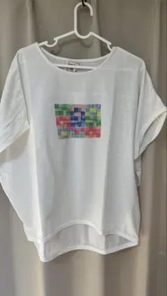 ホワイト カラフルピクセル Tシャツ（M）