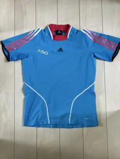 adidas 青 半袖　ピステ