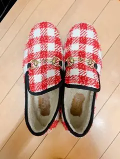 グッチ ローファー ホースビット スリッポン ギンガムチェック 赤