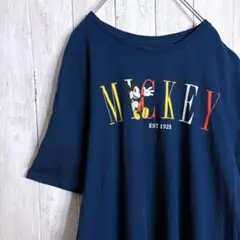 2000s古着 Disney Vintage ミッキー ネイビーTシャツ #36