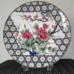 有田焼 清峰 亀甲牡丹柄 陶磁器製特大皿 37cm 未使用品