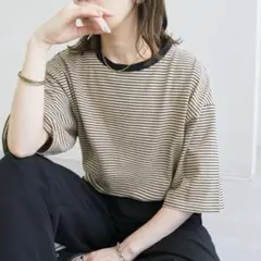 Discoat 【WEB限定】ボーダービッグ半袖Tシャツ