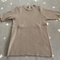 新品　ベージュ 半袖ニット Lサイズ