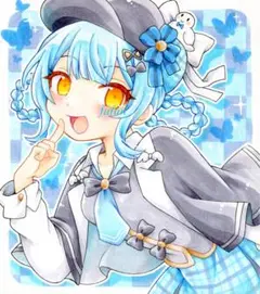手描きイラスト　魔法少女ノ魔女裁判　橘シェリー　まのさば　色紙