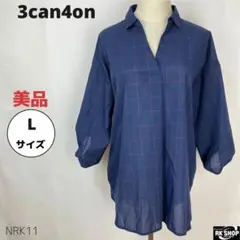 3can4on サンカンシオン シャツ ブラウス スキッパー チェック柄 L