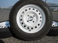 中古スタッドレス☆145/80R13 スズキ純正 鉄チン ホワイト チッピング☆