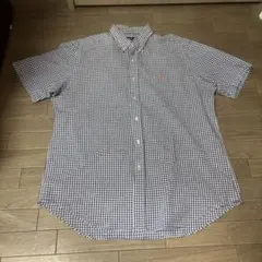 00s ラルフローレン RALPH LAUREN 短丈 青×白 チェックシャツ