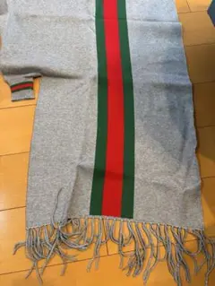 未使用‼️グレー 赤緑ストライプ ストール