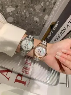 自動巻き時計 シルバー ピンクゴールド 2個セット