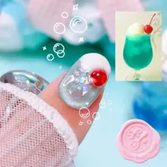 【キット付き】クリームソーダ　ネイルチップ　さくらんぼ　量産型　地雷系　夏ネイル