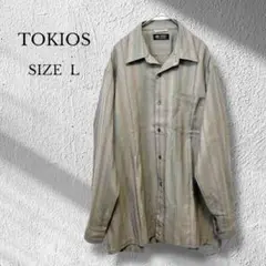 ✨美品✨ TOKIOS メンズ シャツ 長袖 ストライプ カジュアル 古着 L