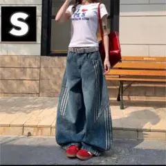 バギーデニム サイドライン ワイドadidas JadedLondon似 y2k