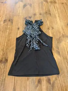 フラメンコ トップス 黒 ドット柄 フリル